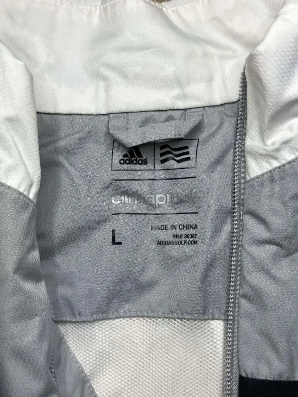 Adidas Climastorm Full Zip Windbreaker Jacket White and Gray